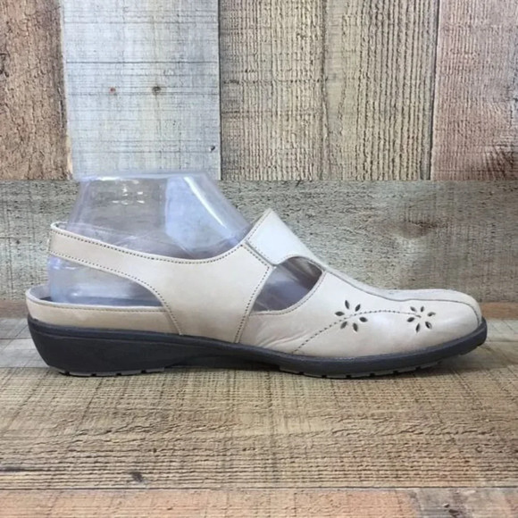 Spring Step Shoes Womens 41 Cream Cut‎ Leather Slingback Comfort Flats 9.5-10 - Picture 6 of 12